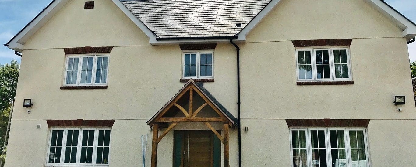 Two-storey rear extension nearing completion in East Devon